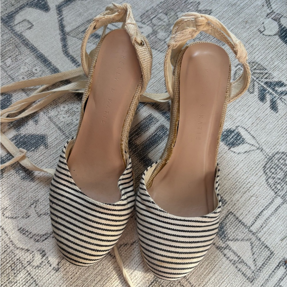 Kelly & Katie Black and White Striped Women's Shoes